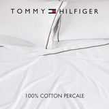 Tommy Hilfiger - Sheet Set, Cotton Percale Bedding with Matching Pillowcases, Crisp & Cool, Premium Quality Home Essentials (Global Stripe Red, King) Tommy Hilfiger