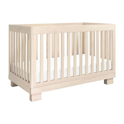 babyletto Modo 3-in-1 Convertible Crib with Toddler Bed Conversion Kit in Washed Natural, Greenguard Gold Certified - WoodArtSupply