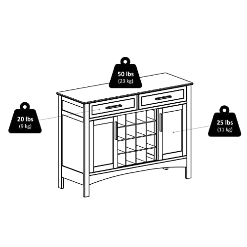 Winsome Gordon Cabinet Buffet, Walnut - WoodArtSupply