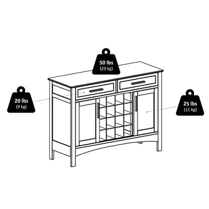 Winsome Gordon Cabinet Buffet, Walnut - WoodArtSupply