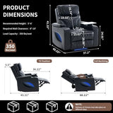 Zuacs Home Theater Seating, Power Recliner with Cooling Cup Holder & Heating Massage, Electric Recliner Chair with Tray Table, USB Charging, Manual Headrest for Living Room,Matte Black