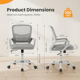 Sweetcrispy Home Office Managerial Executive Chair, Ergonomic Mesh Adjustable Swivel Mid-Back Computer Desk Chair with Comfortable Lumbar Support, Comfy Arms for Bedroom,Study Sweetcrispy