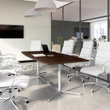 Bush Business Furniture Boat Shaped Conference Table with Metal Base, 96W x 42D, Mocha Cherry/Silver Bush Furniture