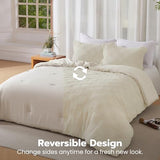 Joiedomi Tufted Queen Comforter Set, 3 Pieces Beige Boho Queen Bedding Set with 1 Plaid Geometric Comforter and 2 Pillow Shams, Checkered Bed in a Bag for All Seasons Joiedomi