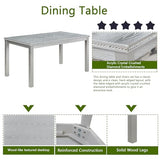 Ball & Cast 6 Piece Dining Table Set,Kitchen Table Set for 6 W/ 58.5" Rectangular Wooden Dining Table,Living Room Furniture W/ 4 Upholstered Chairs & 1 Bench,for Dining Room,Kitchen,Silver Grey Ball & Cast