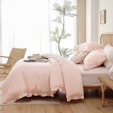 JANZAA Soft Fluffy Comforter Set 3PCS (1 Ruffled Blush Comforter Set and 2 Pillowcases) Vintage Shabby Chic Bedding, All Season, Blush Pink, Queen JANZAA