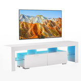 FENFSHE LED TV Stand for 65/70/75 Inch TV, Entertainment Center with Storage Drawer, Industrial TV Console Table for Living Room and Bedrooms, White FENFSHE