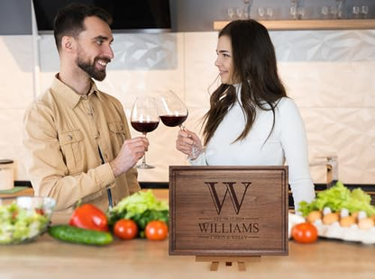 Walnut Artisan Personalized Cutting Boards,Mother's Day, Custom Wedding, Anniversary or Housewarming Gift Idea, Wood Engraved Charcuterie Board for Couples and Newlyweds, Monogram Initial Des - WoodArtSupply