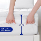 GERHOME King Size Quilted Fitted Mattress Pad Cover with Deep Pocket Fitted 8" - 21", Ultra Soft and Comfortable, Breathable (White, King) GERHOME