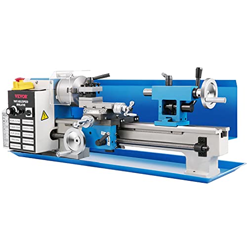 VEVOR Mini Metal Lathe, 7"x14", 550W Variable Speed 2250 RPM Metal Lathe, with 3-jaw Chuck Mini Lathe Machine Benchtop Metal Lathe Digital Display for Metal Turning VEVOR