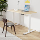 SANODESK 55" Electric Standing Desk,One-Piece Dual Motor Height Adjustable Desk, Stable and Durable 3-Stage Stand up Desk for Home Office (White Frame/55 x 28 Inch Maple top) SANODESK
