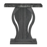 Pemberly Row Modern Console Table, Weathered Gray Wood with Faux Black Marble Top, MDF and Melamine, 31.5 x 11.5 x 34 in, Bottom Shelf, Wavy Silhouette for Entryway, Living Room, Hallway or Dining Pemberly Row