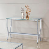 Coaster Home Furnishings - Saide - Metal and Glass - 43.5-Inch Rectangular Contempandary Table with Clear Tempered Glass Top - Entryway, Living Room, and Hallway - Chrome - 720339 Coaster Fine Furniture