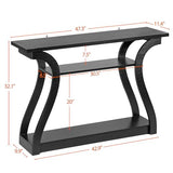 Elegant Black 3-Tier Console Table with Curved Frame for Entryway and Living Room SUPER DEAL