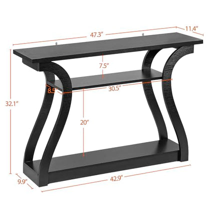 Elegant Black 3-Tier Console Table with Curved Frame for Entryway and Living Room - WoodArtSupply