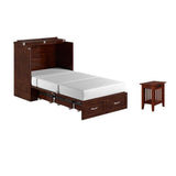 Pemberly Row Set of 2 Twin Extra Long Murphy Bed Chest & Side Table in Walnut Pemberly Row