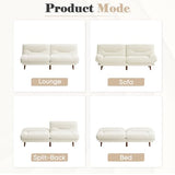 Homall Futon Sofa Bed, Modern Loveseat Futon Couch with Adjustable Backrest and Armrests, Sleeper Sofa Bed with Wood Frame for Living Room, Office, Apartment (Corduroy, White) Homall