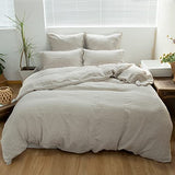 Simple&Opulence 100% Linen Duvet Cover Set 3pcs Basic Style Natural French Washed Flax Solid Color Soft Breathable Farmhouse Bedding with Button Closure - Linen, King Simple&Opulence