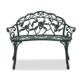 Outvita Outdoor Bench, 38" Cast Aluminum Garden Bench Anti-Rust Weather Resistant Patio Bench Rose Pattern Bench for Front Porch, Backyard, Lawn Outvita