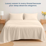 Royale Linens 100% Organic Cotton Fitted Sheet - Percale Weave - Super Soft Deep Pocket Bottom Sheets - Cream Elastic Sheet Twin Size - Twin Fitted Sheets Only - (39"x75"+15", Cream) ROYALE LINENS