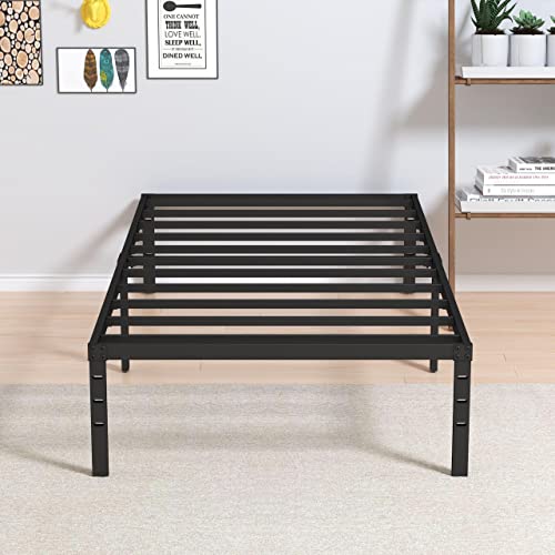 Maenizi Heavy Duty Twin Bed Frame No Box Spring Needed, 14 Inch Metal Platform Bed Frame Twin Support Up to 2500 lbs, Easy Assembly, Noise Free, Black Maenizi