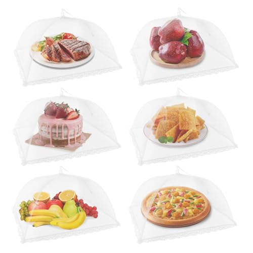NEPAK 6 Large and Tall Food Covers, 17"x17" Food Tents Food Covers for Outdoors,Pop-up Mesh Food Covers Nets for Outside,Screen Tents,Parties Picnics, BBQ,Reusable and Collapsible NEPAK