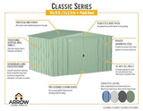Arrow Classic Steel Storage Shed, 10x8, Blue Grey Arrow