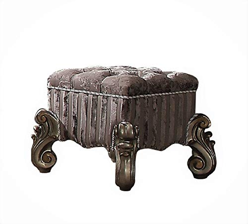 Acme Versailles Vanity Stool in Antique Platinum - WoodArtSupply