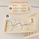 Sehloran Large Size 8 in 1 Pikler Triangle Set with Pinball Game and Tent for Kids, Foldable Toddler Climbing Toys Indoor, Natural Wooden Montessori Climbing Set Jungle Gym with Arch&Ramp&Ladder Sehloran