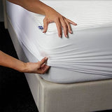 Sealy Complete Protection Waterproof Stain Protection Soft Comfort Top PerfectGrip Stretch Sidewalls Machine Washable Fitted Mattress Protector, King Size, White Sealy