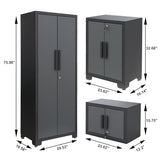 Torin Garage Cabinets Storage System, 9 Piece Included Steel Drawers Rolling Chest,Locked Storage Cabinet, Perfect for Organizing Garage and Tools, 129.92", Black/Grey Torin