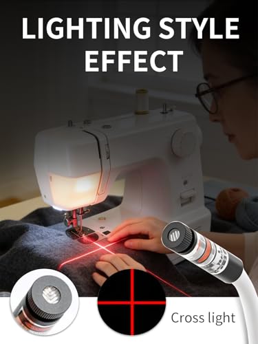 Magnetic Positioning Quilting Light for Sewing Machine Laser Miter Saw Seam Accessories Guide Stitch Straight Line Red with Accurate Alignment Sticker Heat Press Marking System Lazer (Crosslight-USB) ADGHK