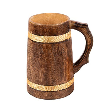 GoCraft Handmade Wooden Beer Mug | Camping Travel Outdoor Mugs for Men | Tea Coffee Cup with Handle | Craft Tankard Drinking Stein - WoodArtSupply