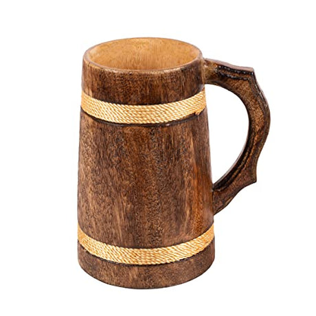 GoCraft Handmade Wooden Beer Mug | Camping Travel Outdoor Mugs for Men | Tea Coffee Cup with Handle | Craft Tankard Drinking Stein GoCraft