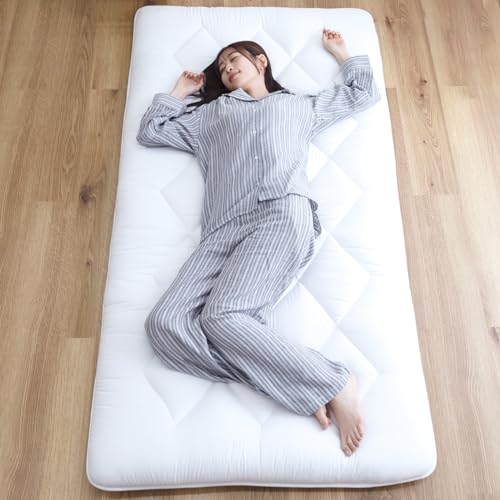 TEIJIN Japanese Futon Mattress, 100% Polyester, Foldable & Portable Floor Lounger Bed, Roll Up Sleeping Pad, Shikibuton (Full XL, Regular) TEIJIN
