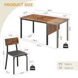 IRONCK 5-Piece 63" Extendable Dining Table with 4 Upholstered Chairs, Kitchen Table Set for 4-8 People, Dining Room Sets with MDF Wood Board, Drop Leaf Table Design for Space Saving, Rustic Brown IRONCK