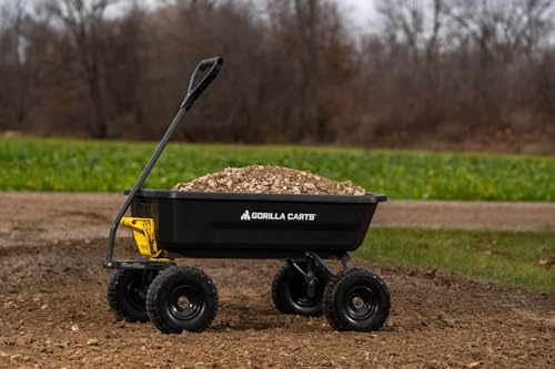 Gorilla Carts 4GCG-NF Poly Dump Cart, 600-Pound Capacity with No-Flat Tires, 4 Cubic Feet, Amazon Exclusive Gorilla Carts