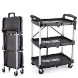 FUTURELAB Portable Folding Service Cart - 3 Tier 330LBS Capacity - Rolling Cart Utility Cart Foldable Cart with Wheels for Warehouse Home Workshops FUTURELAB