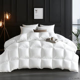 Luxury Goose Down Comforter King Size, 750 Fill Power All Season Fluffy Duvet Insert, 56oz Medium Weight, Soft Cotton Fabric, Hotel Bedding Comforter with Corner Tabs, 106 x 90 Inch SANSWAN