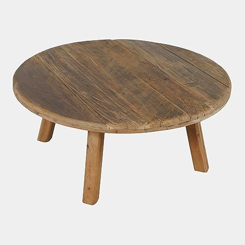 Jofran Reclamation 36" Round Rustic Reclaimed Solid Wood Coffee Table - WoodArtSupply