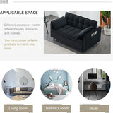 3 in 1 Convertible Sleeper Sofa Bed, Velvet Loveseat Futon Pull-Out Couch with Adjustable Reclining Backrest, Side Pockets and Pillows for Living Room, Bedroom, Apartment, Small Spaces (Black-Velvet) Ehsovlnut