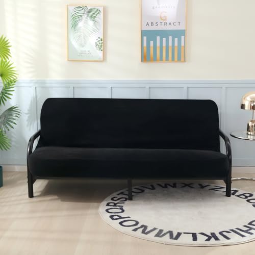 OctoRose Full Size 54x75x8inch 3 Side Zipper Classic Soft Micro Suede Futon Cover Slipcover Sofa Day Bed Mattress Cover Couch Protector (Cover ONLY) (Black) OctoRose