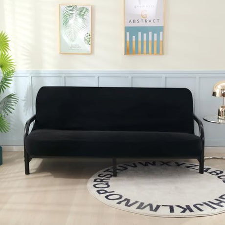 OctoRose Full Size 54x75x8inch 3 Side Zipper Classic Soft Micro Suede Futon Cover Slipcover Sofa Day Bed Mattress Cover Couch Protector (Cover ONLY) (Black) OctoRose