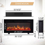 Efiretric® Grace 36" W 3 in 1 Electric Fireplace (EF449), Freestanding, Wall Mounted, Recessed, 9 Colors Flame Effect, TV Media Wall, Heater 750W/1500W, Remote Control EFIRETRIC