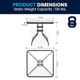 Flash Furniture 5-Piece Patio Dining Set with 31.5" Square Glass Metal Table and 4 Stackable Slat Back Chairs, Indoor/Outdoor Bistro Table and Chairs Set, Black Flash Furniture