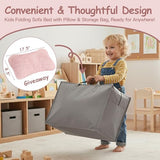 Tiita Folding Sofa Bed Floor Mattress for Kids, Toddler Washable Foldable Floor Nap Mat, Child Fold Up Sofa Futon Folding Chair Bed with Storage Bag for Girls Boys, Ball, Plush Pink Tiita