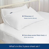 Moonsea Extra Deep Pocket Air Mattress White Sheets Twin Size - 3Pcs Side Storage Pocket Fitted Sheet & Pillowcase Twin Deep Pocket Sheet Sets Easily Fits for Kids 16in to 24in Pillow Top Air Bed Moonsea