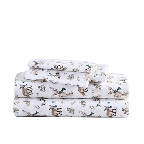 Eddie Bauer - Twin Sheets, Cotton Flannel Bedding Set, Brushed For Extra Softness, Cozy Home Decor (Woodland Friends, Twin) Eddie Bauer