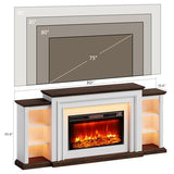 80" LED Electric Fireplace with Mantel, Fireplace TV Stands for 90 Inch TV, Modern Entertainment Center with Storage, Delicate Three-Dimensional Molding with Remote Control for Living Room J-yaamiZz