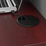 Bush Business Furniture Office in an Hour 3 Person L Shaped Cubicle Desks with Storage, Drawers, and Organizers in Hansen Cherry | Triple Workstation Set with Privacy Panels for Commercial Workspace Bush Business Furniture